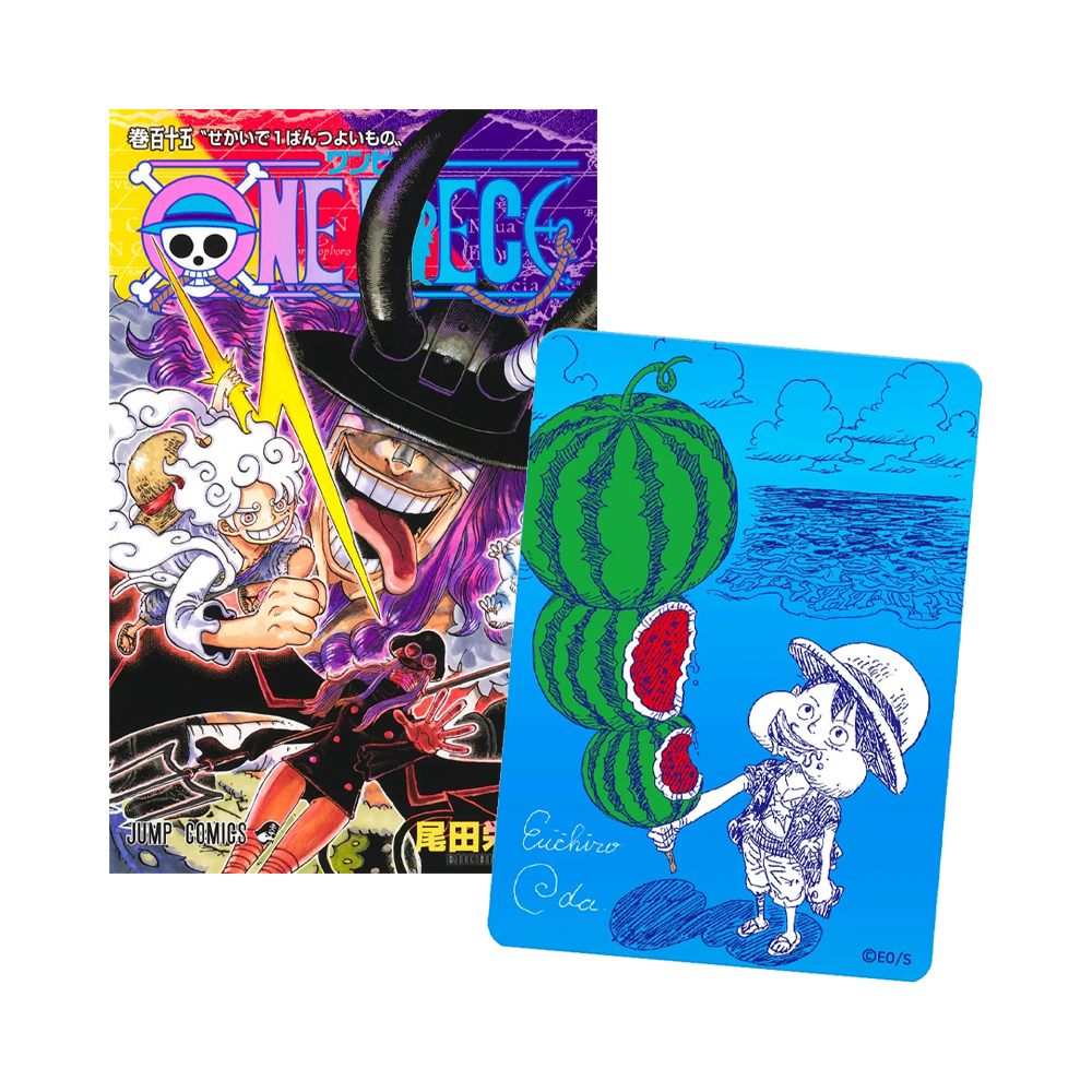 BUNDLE: ONE PIECE NatsuComi 2026 MetaKira Promo Card + Manga Vol. 115 (Japansk)